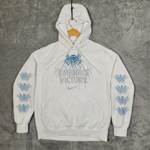 Nike Sweatshirt Mens Large Embrace Victory Graphic Hoodie Pullover White Blue